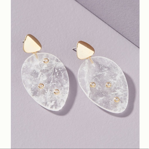 Anthropologie Jewelry - Clear Quartz 14K Gold CZ Crystal Drop Earrings